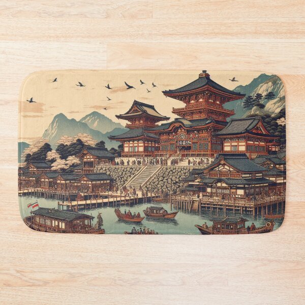 Item preview, Landmarks in Japan, Zenkoji Temple and the Ferry in Ukiyo-e Style designed and sold by CulturalCurios.