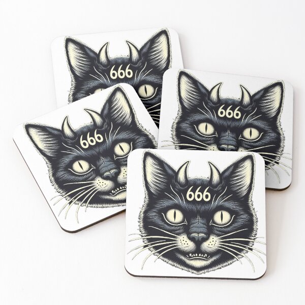 Item preview, Devil Cat - Black Cat 666 designed and sold by HalloweenEvil.
