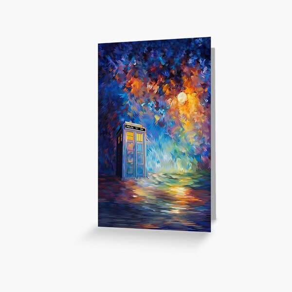 Phone box with the moon light Greeting Card