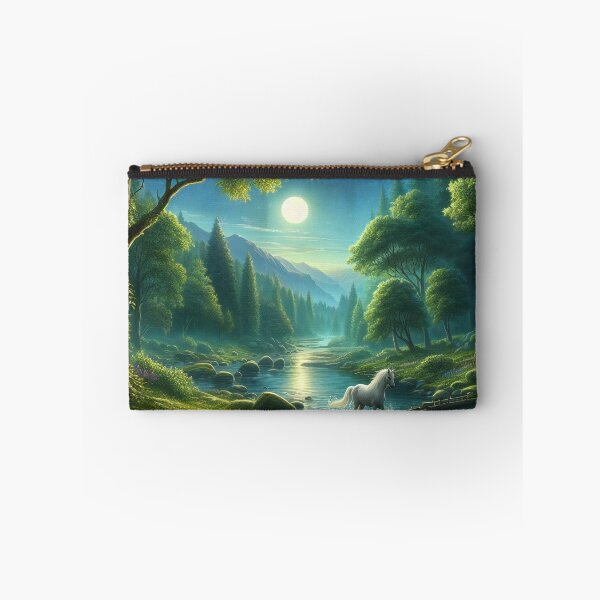 Item preview, Moonlit Symphony A White Horse in the Starlit Valley designed and sold by ArtComixHaven.