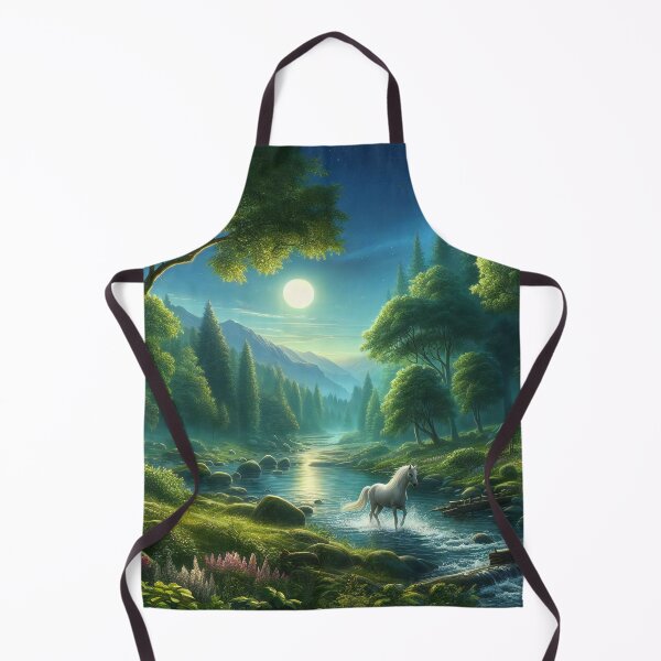 Item preview, Moonlit Symphony A White Horse in the Starlit Valley designed and sold by ArtComixHaven.