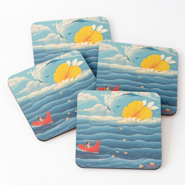 Item preview, Flower sea with a little red Boat designed and sold by Alma Lee.