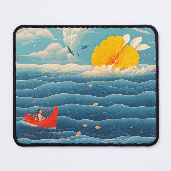Item preview, Flower sea with a little red Boat designed and sold by Alma Lee.