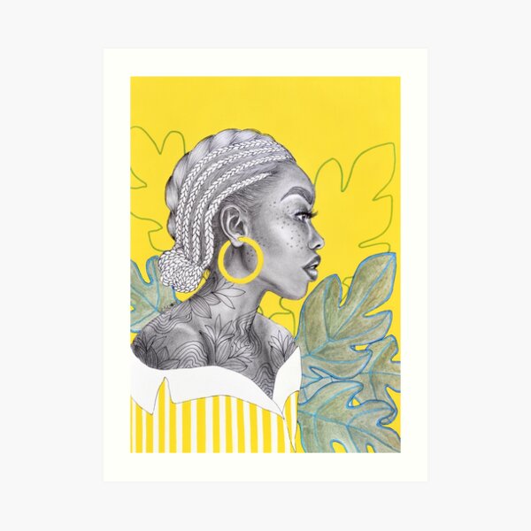 Yellow braided girl Art Print