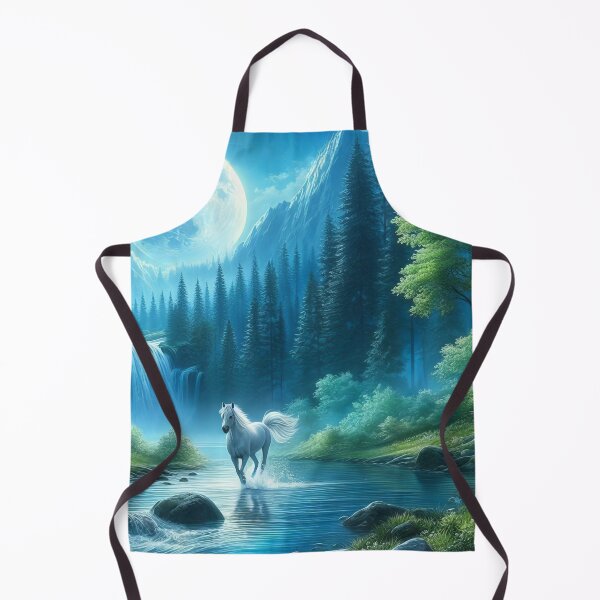 Item preview, Lunar Glow White Horse Crossing the Moonlit Waters designed and sold by ArtComixHaven.