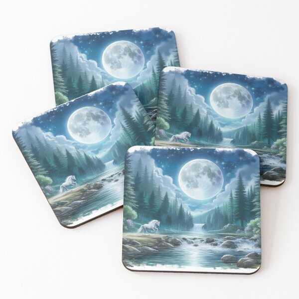 Item preview, Moonlight Sonata White Horse by the Mountain Stream designed and sold by ArtComixHaven.