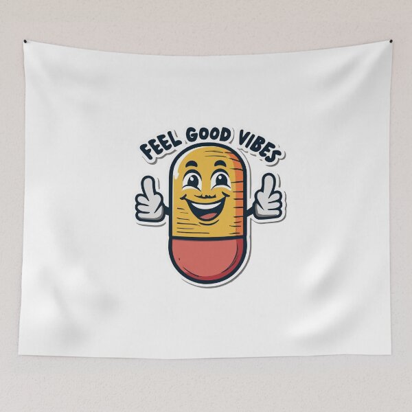 Item preview, Cheerful Pill Character - Feel Good Vibes designed and sold by NiftyWrx.