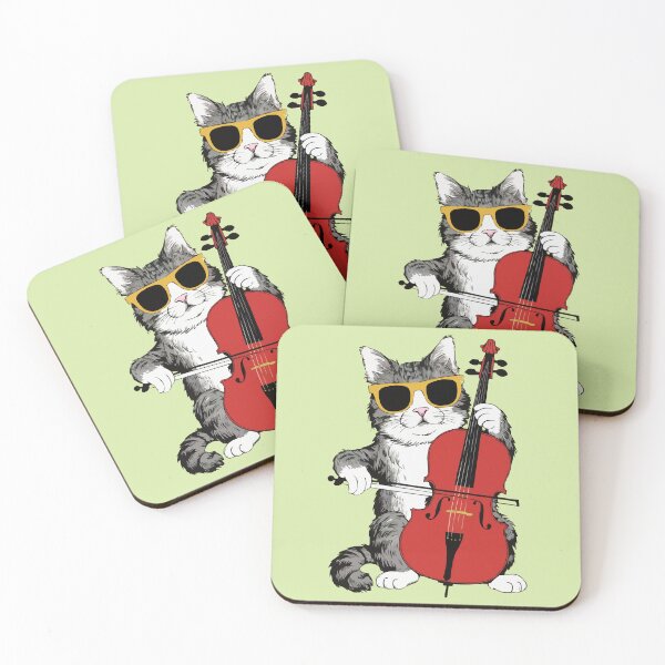 Item preview, Funny Cat Wearing Sunglasses & Playing Celllo for Cat Kitten Lover -  designed and sold by PurpleLoveStore.