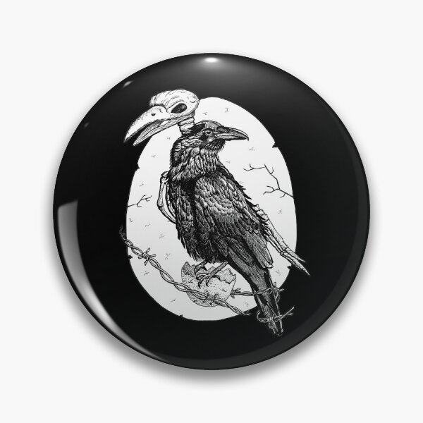 Item preview, Raven with skeleton pen illustration designed and sold by Catherine Elliott Art.