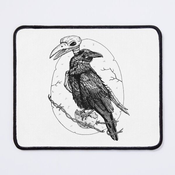 Item preview, Raven with skeleton pen illustration designed and sold by Catherine Elliott Art.
