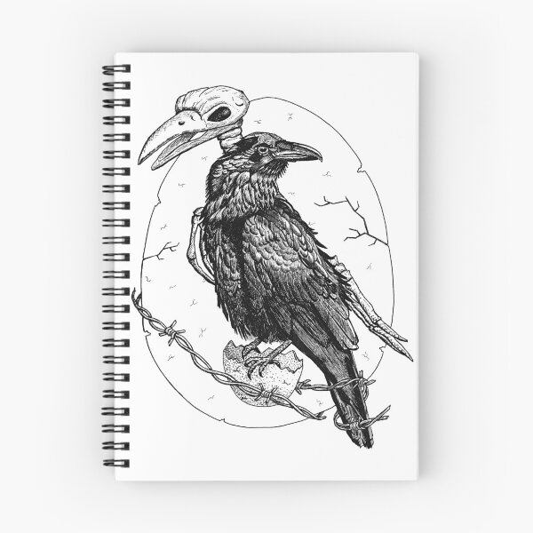 Item preview, Raven with skeleton pen illustration designed and sold by Catherine Elliott Art.