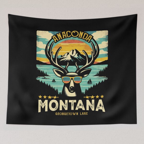 Item preview, Anaconda Montana - Vintage Retro Mule Deer Sunglasses Georgetown Lake Montana Gift designed and sold by JUSTBEELEGANT.