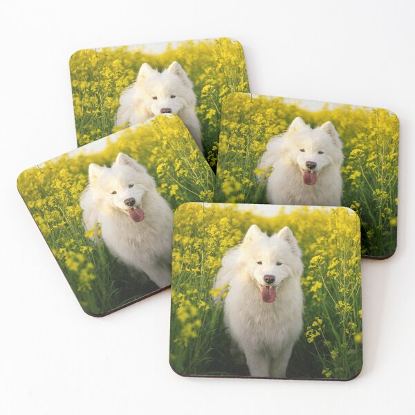Item preview, Samoyed Dog In Flower Meadow designed and sold by TheAnimalZ00.