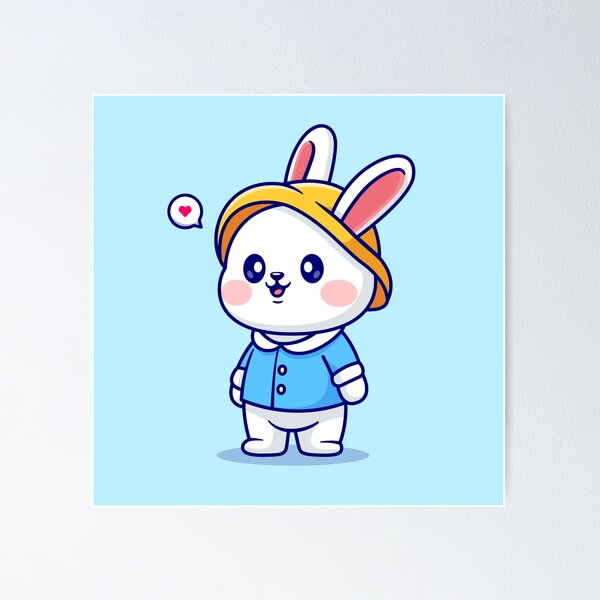 Item preview, "Scholarly Bunny: Cute Cartoon Rabbit Vector Icon" designed and sold by hjian8219.