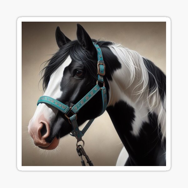 Item preview, Black and White Tobiano Paint Horse: Portrait designed and sold by Caitlin Soergel.