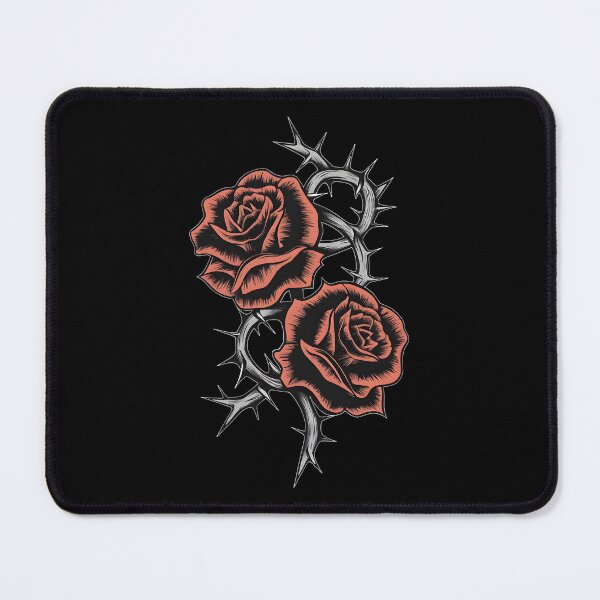 Item preview, Thorny roses dark red flowers blooming in darkness designed and sold by VanillaBlueSky.