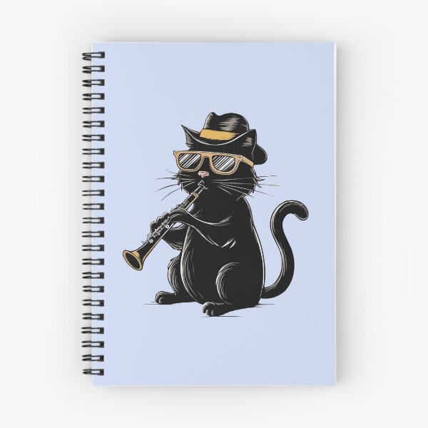 Item preview, Funny Black  Cat Wearing Sunglasses & Playing clarinet for Cat Kitten Lover -  designed and sold by PurpleLoveStore.