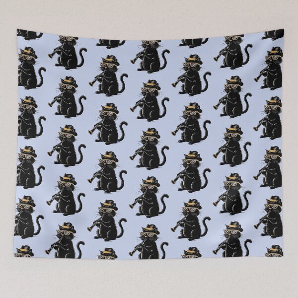 Item preview, Funny Black  Cat Wearing Sunglasses & Playing clarinet for Cat Kitten Lover -  designed and sold by PurpleLoveStore.