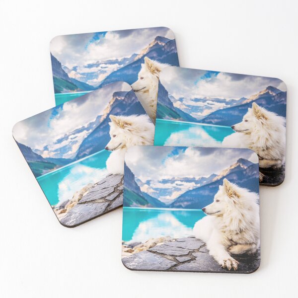 Item preview, Samoyed Dog By The Mountains designed and sold by TheAnimalZ00.