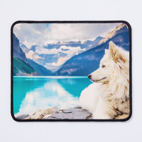 Item preview, Samoyed Dog By The Mountains designed and sold by TheAnimalZ00.