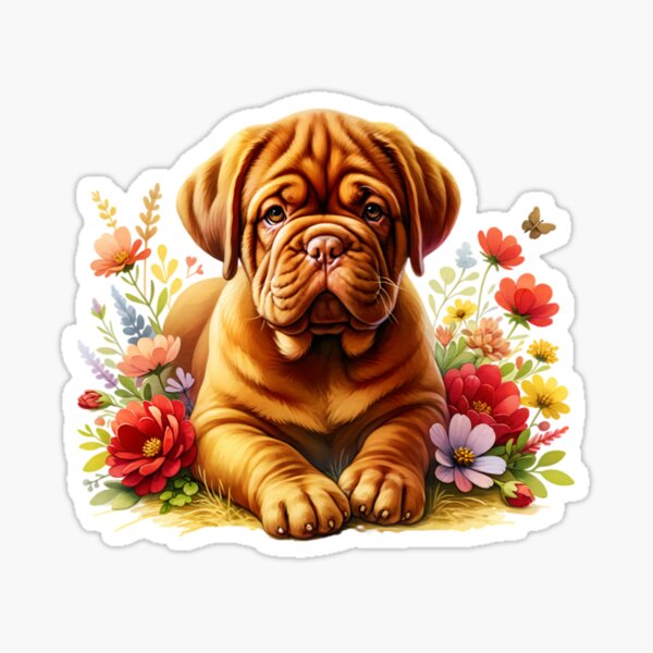Item preview, Dogue De Bordeaux Puppy Floral designed and sold by TheAnimalZ00.