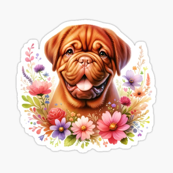 Item preview, Happy Dogue De Bordeaux Puppy Floral designed and sold by TheAnimalZ00.
