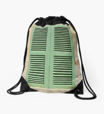 Green hatch in an old wall Drawstring Bag