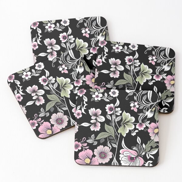 Item preview, Monochrome Floral Elegance with Pink and Green Accents designed and sold by MrKATORSKI.