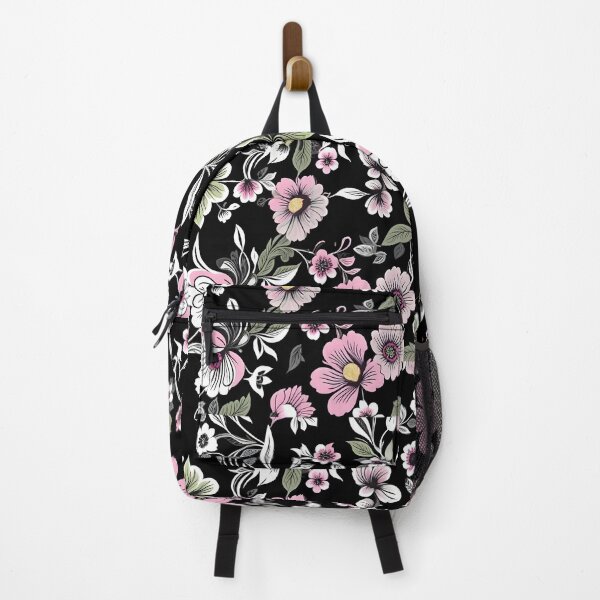 Item preview, Monochrome Floral Elegance with Pink and Green Accents designed and sold by MrKATORSKI.