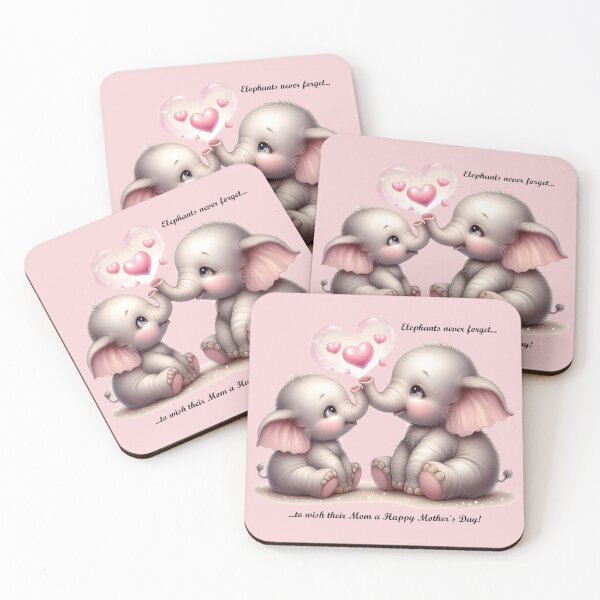 Item preview, Cute Elephants making Heart Bubbles - Happy Mother's Day designed and sold by DreamyEscapism.