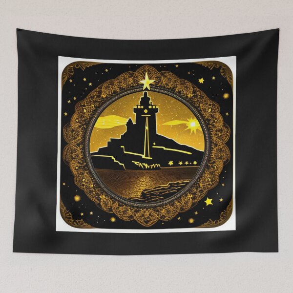 Item preview, Beacon of the Cosmos: The Lighthouse Overlooking the Starlit Shore designed and sold by Highlandkings.