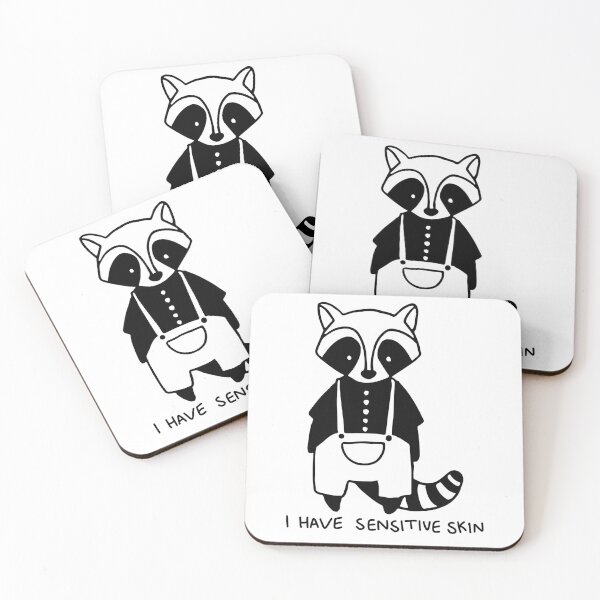 Item preview, I Have Sensitive Skin Raccoon in Overalls designed and sold by Pink Ribbon.