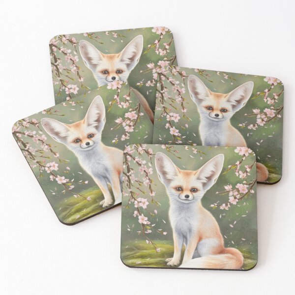 Item preview, Fox Portrait. fennec fox, cherry blossom, fantasy fox, whimsical fox designed and sold by FoxVibes.
