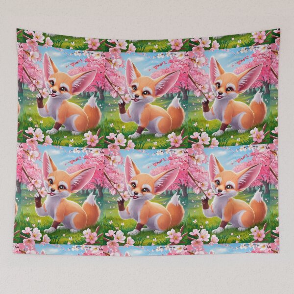Item preview, Fox Portrait. fennec fox, cherry blossom, fantasy fox, whimsical fox designed and sold by FoxVibes.