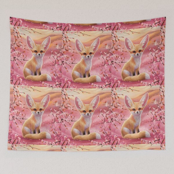 Item preview, Fox Portrait. fennec fox, cherry blossom, fantasy fox, whimsical fox designed and sold by FoxVibes.