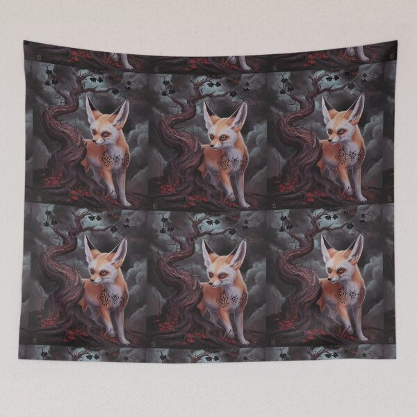 Item preview, Fox Portrait. fennec fox, cherry blossom, fantasy fox, whimsical fox designed and sold by FoxVibes.