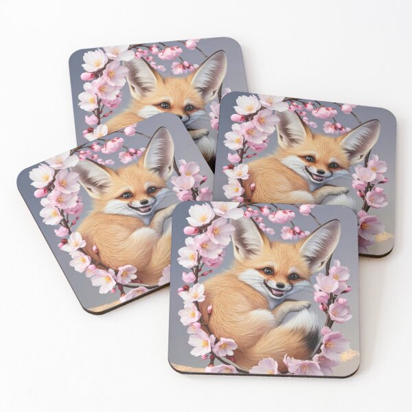 Item preview, Fox Portrait. fennec fox, cherry blossom, fantasy fox, whimsical fox designed and sold by FoxVibes.
