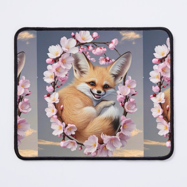 Item preview, Fox Portrait. fennec fox, cherry blossom, fantasy fox, whimsical fox designed and sold by FoxVibes.