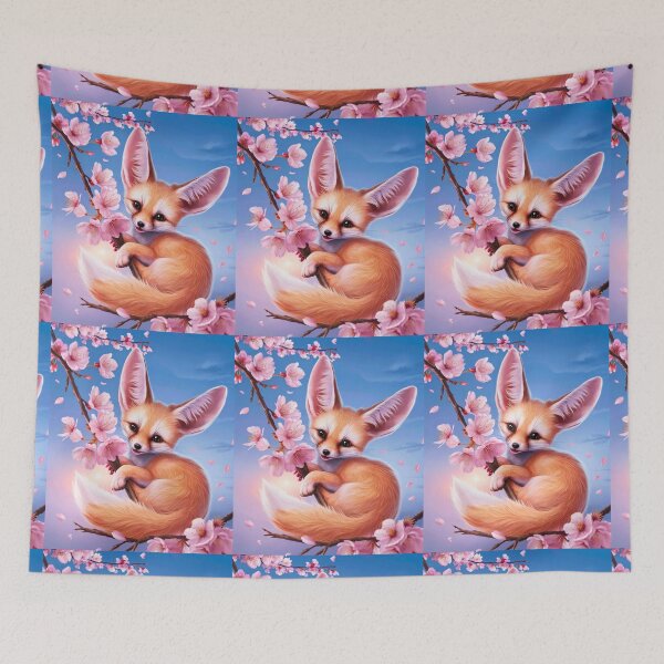 Item preview, Fox Portrait. fennec fox, cherry blossom, fantasy fox, whimsical fox designed and sold by FoxVibes.