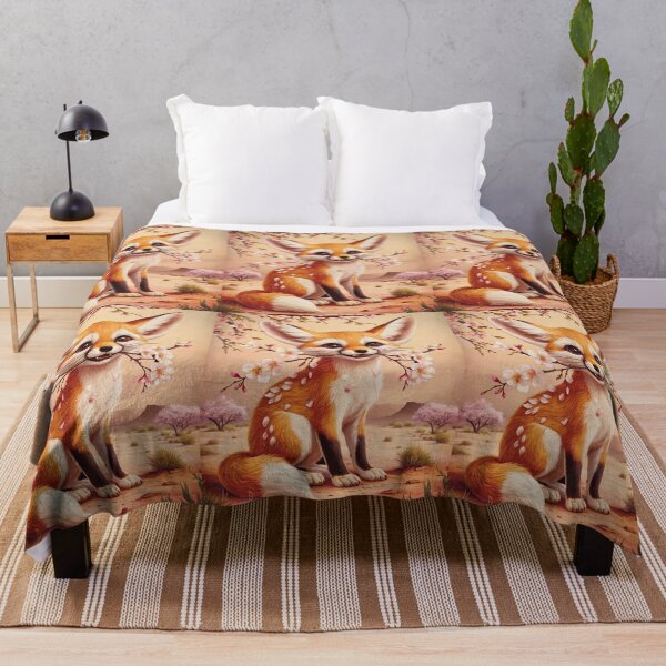 Item preview, Fox Portrait. fennec fox, cherry blossom, fantasy fox, whimsical fox designed and sold by FoxVibes.