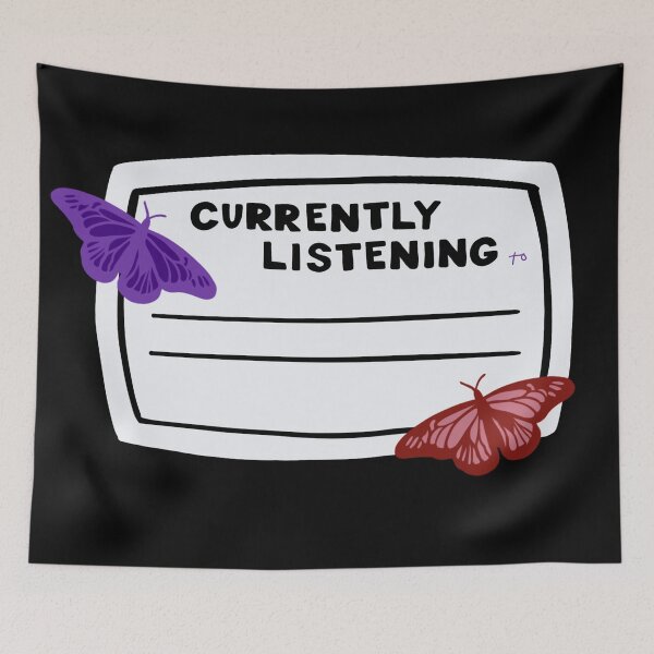 Item preview, Blank Currently Listening to Purple and Red Butterfly Composition Notebook Sticker designed and sold by notastranger.
