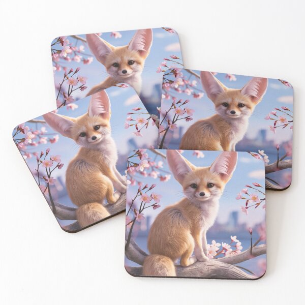 Item preview, Fox Portrait. fennec fox, cherry blossom, fantasy fox, whimsical fox designed and sold by FoxVibes.