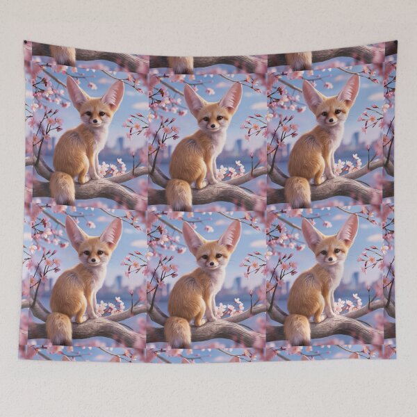 Item preview, Fox Portrait. fennec fox, cherry blossom, fantasy fox, whimsical fox designed and sold by FoxVibes.