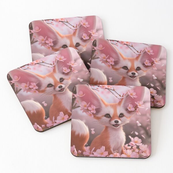 Item preview, Fox Portrait. fennec fox, cherry blossom, fantasy fox, whimsical fox designed and sold by FoxVibes.
