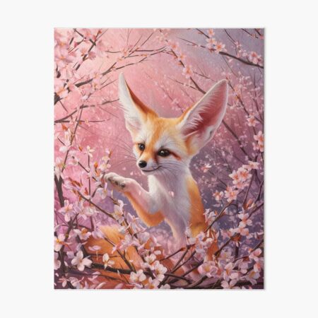 Fox Portrait. fennec fox, cherry blossom, fantasy fox, whimsical fox Art Board Print