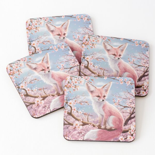 Item preview, Fox Portrait. fennec fox, cherry blossom, fantasy fox, whimsical fox designed and sold by FoxVibes.