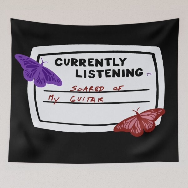 Item preview, Currently Listening to Scared of My Guitar Composition Notebook Sticker designed and sold by notastranger.