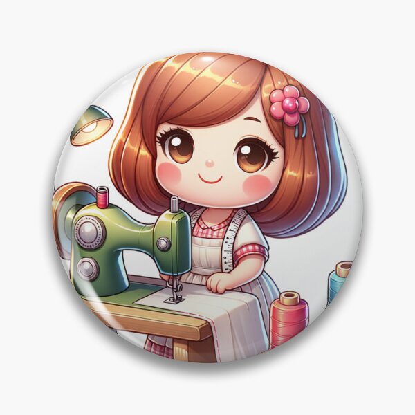Item preview, Cute Seamstress with Sewing Machine and Thread designed and sold by PassionforLove.