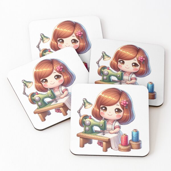 Item preview, Cute Seamstress with Sewing Machine and Thread designed and sold by PassionforLove.