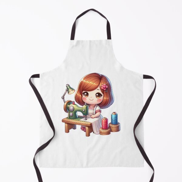 Item preview, Cute Seamstress with Sewing Machine and Thread designed and sold by PassionforLove.